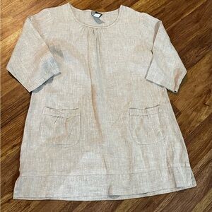 100%‎ Linen Match Point Mini Dress in Tan